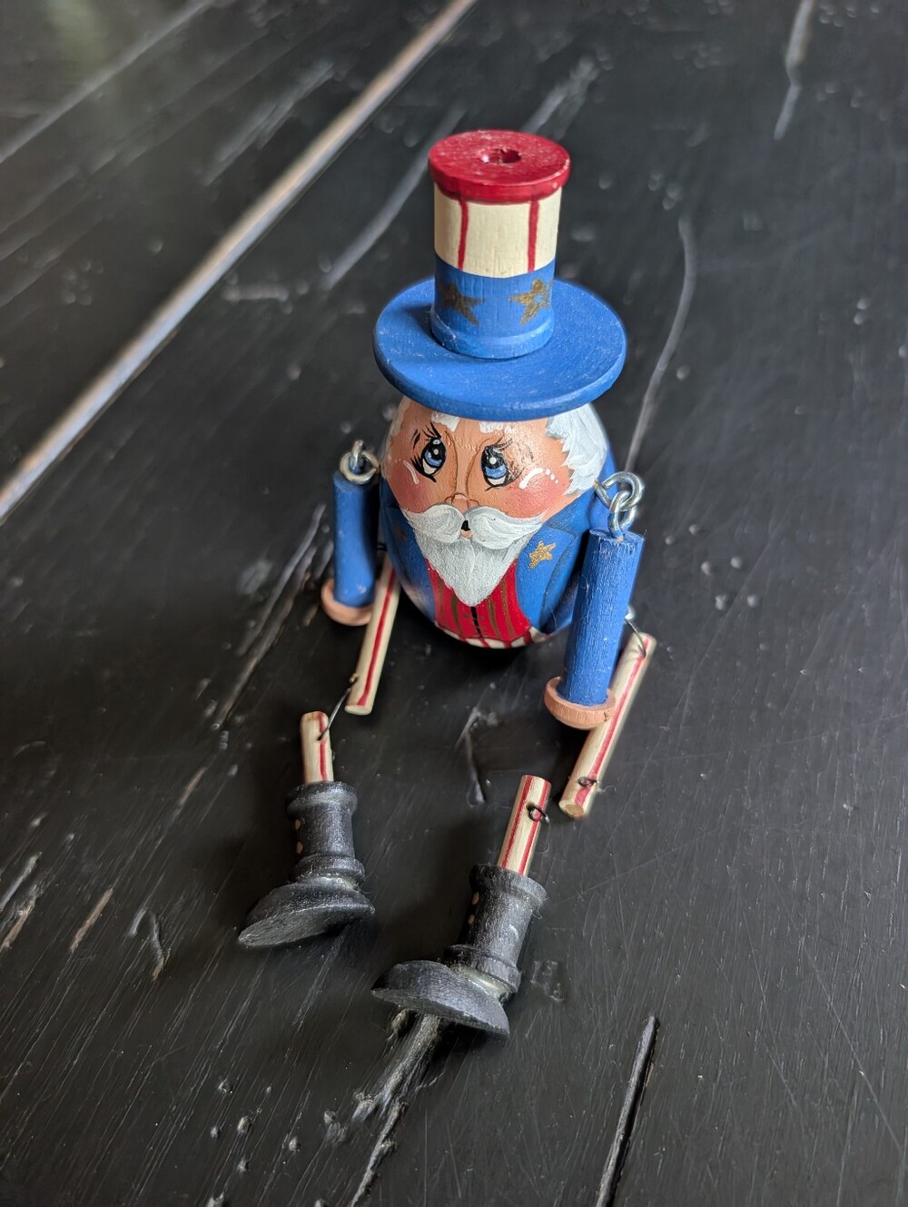 Americana 2002 Uncle Sam Egg Shelf Sitter Whimsical Wooden Folk Art Collectible - Picture 4 of 6